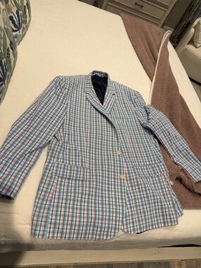 croft & barrow Pastel Plaid Sport Coat - Blue & Pink